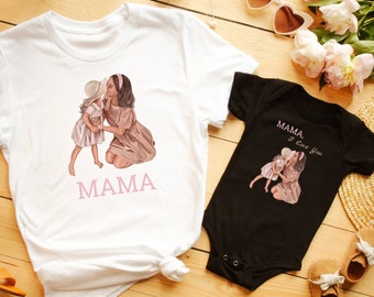 Mommy and me T shirt for Mom and Daughter matching outfit T-shirt mother daughter matching outfit for Mother's day gift Mama and Mini tee