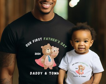 Customized 1st Father's day T-shirt, Personalized Father's day Shirt, Custom New Dad T shirt, Dad baby boy, Daddy and Me, Gift for new dad