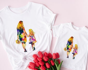 Cotton Mama Mini Family Matching Outfit T-shirt per mamma e me per mamma e figlia T-shirt per compleanno abbinata a outfit Idea regalo per la festa della mamma