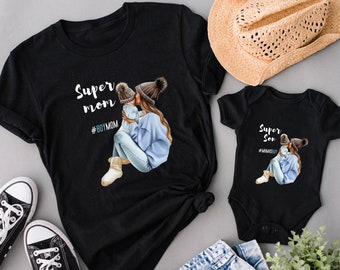 T-shirt maman et fils, tenue assortie, mère et fils, t-shirt maman et moi, t-shirts assortis, t-shirt fête des mères, t-shirt maman et fils, t-shirt maman garçon