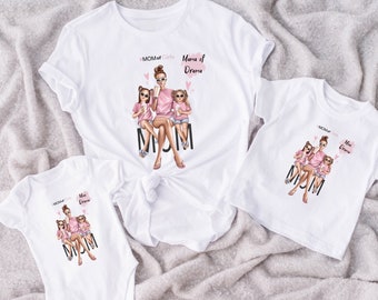 Camiseta de mamá de niñas, camiseta de mamá de 2 niñas, traje de mamá y yo, camiseta de mamá niña, camiseta del día de la madre, traje de mamá e hija a juego