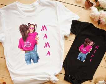 Camiseta mamá e hija, camisa madre hija, traje a juego Mama Mini, idea de regalo del día de la madre, camiseta niña mamá, camiseta a juego mamá y yo