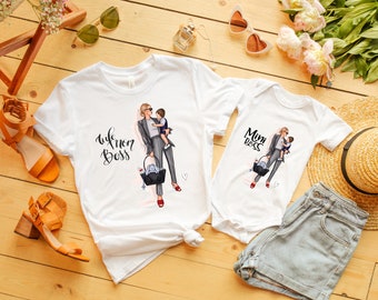 T-shirt femme maman patron et Mini patron T-shirt assorti maman et moi tenue mère fils chemises maman et fils t-shirt