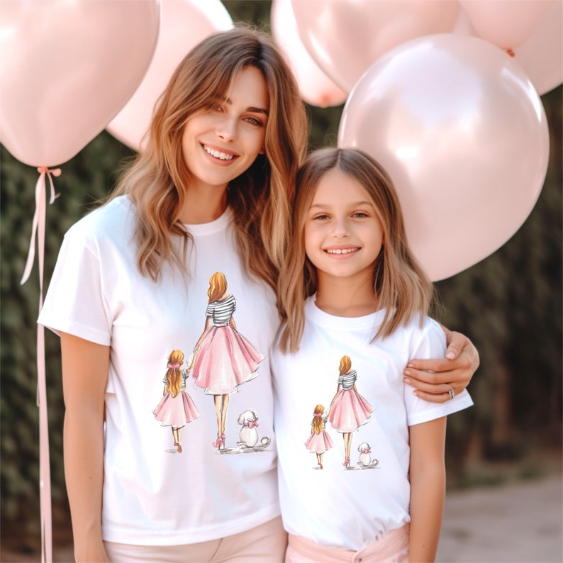 T-shirt Abiti coordinati per mamma e figlia T-shirt abbinata per mamma e figlia T-shirt per mamma e figlia immagine 1