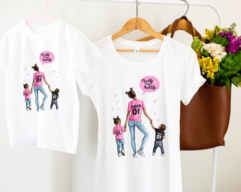 T-shirt Mamma di figlia e figlio T-shirt Mamma di ragazzo e ragazza Outfit Mamma e io magliette Mini me