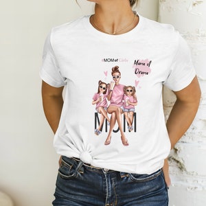 T-shirt maman de filles, T-shirt maman de 2 filles, tenue maman et moi, t-shirt maman fille, t-shirt fête des mères, tenue assortie maman et fille image 2