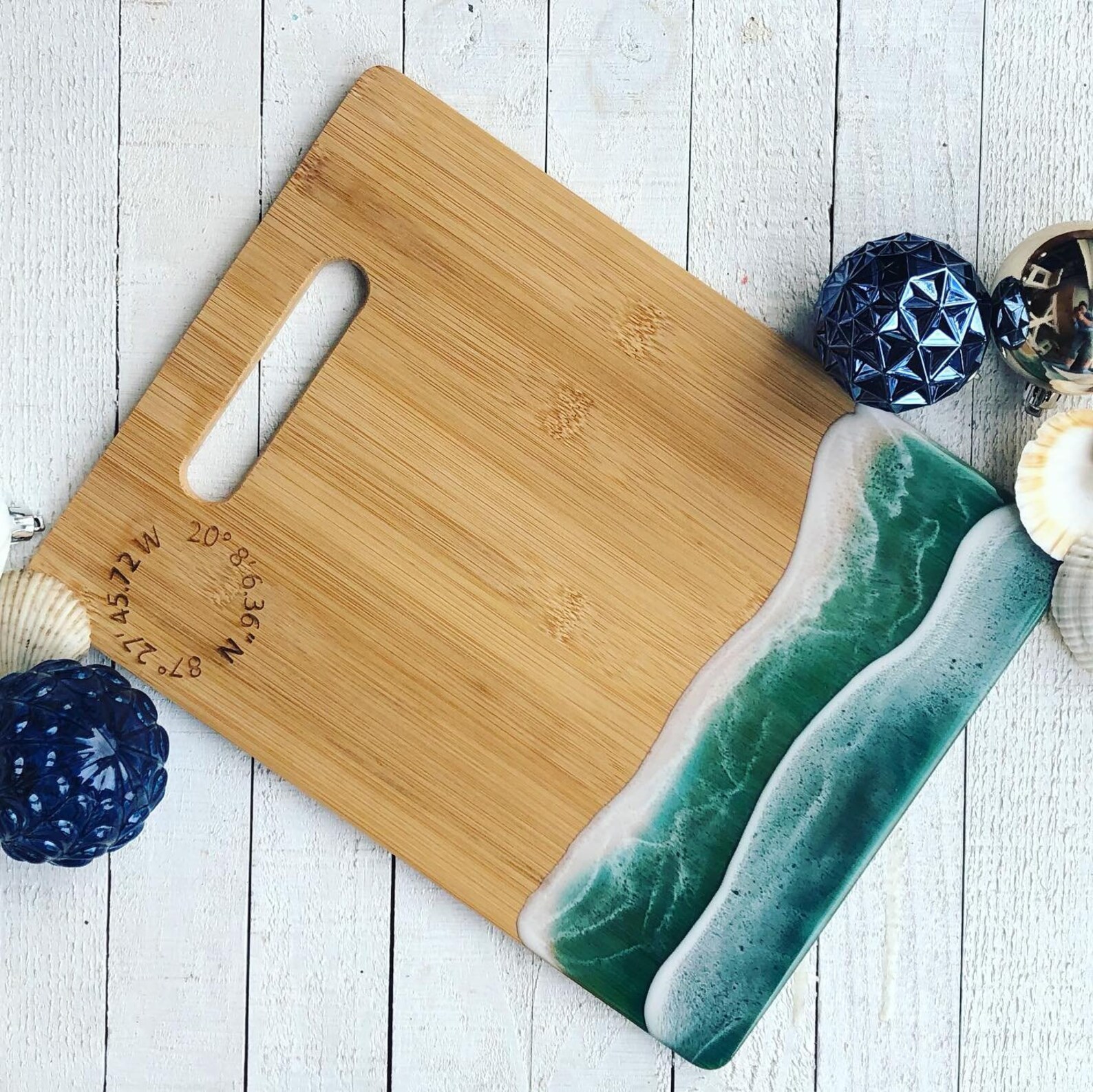 Cutting Board with Epoxy Waves unable to do custom etching at Etsy