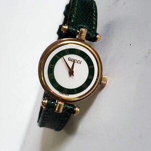 GUCCI 2000L Stacked Case sherry line green straps Vintage Like-new Gucci Model 2000L Shelly Line Stack Watch  main image 2