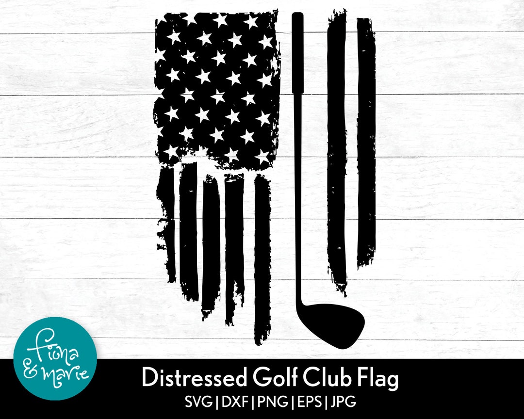 Distressed Golf Club American Flag Svg Golfer Svg Svg Png Jpg Eps Dxf