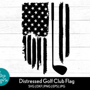 Distressed Golf Club American Flag svg | Golfer svg | svg | png | jpg | eps | dxf | Cut files for Cricut and Silhouette | Dye Sub