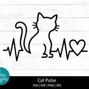 Conception de chat mignon pour chemise, svg chat pouls, chat svg, cadeau pour amoureux des chats, sauvetage de chat svg, svg, png, jpg, dxf, fichiers de coupe pour Cricut et Silhouette