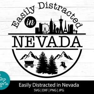 Facilmente distratto in Nevada, Nevada Pride, Las Vegas, Viaggi, png per camicia, svg, dxf, pdf, jpg, png, pdf con mirroring, colorante sub