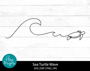 Sea Turtle Wave SVG: Ocean Design Cut Files (Digital Download)