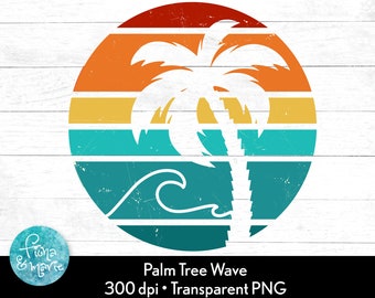 Palm Tree Wave PNG: Summer Sublimation Design (Digital Download)