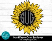 Sunflower Monogram svg | Sunflower svg | Color svg | svg | png | jpg | eps | dxf | Sunflower Clipart | Cut files for Cricut and Silhouette