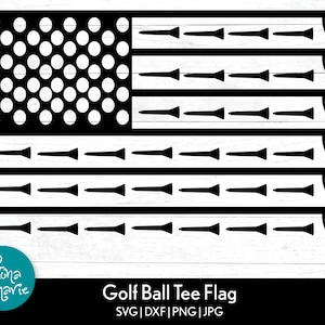 Golf Club, palle e tee bandiera americana SVG, golfista SVG, SVG, PNG, JPG, eps, DXF, tagliare file per Cricut e Silhouette, Dye Sub