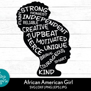 Inspirational African American Girl | Afro Girl svg | svg | png | jpg | eps | dxf | Cut files for Cricut and Silhouette | Instant Download