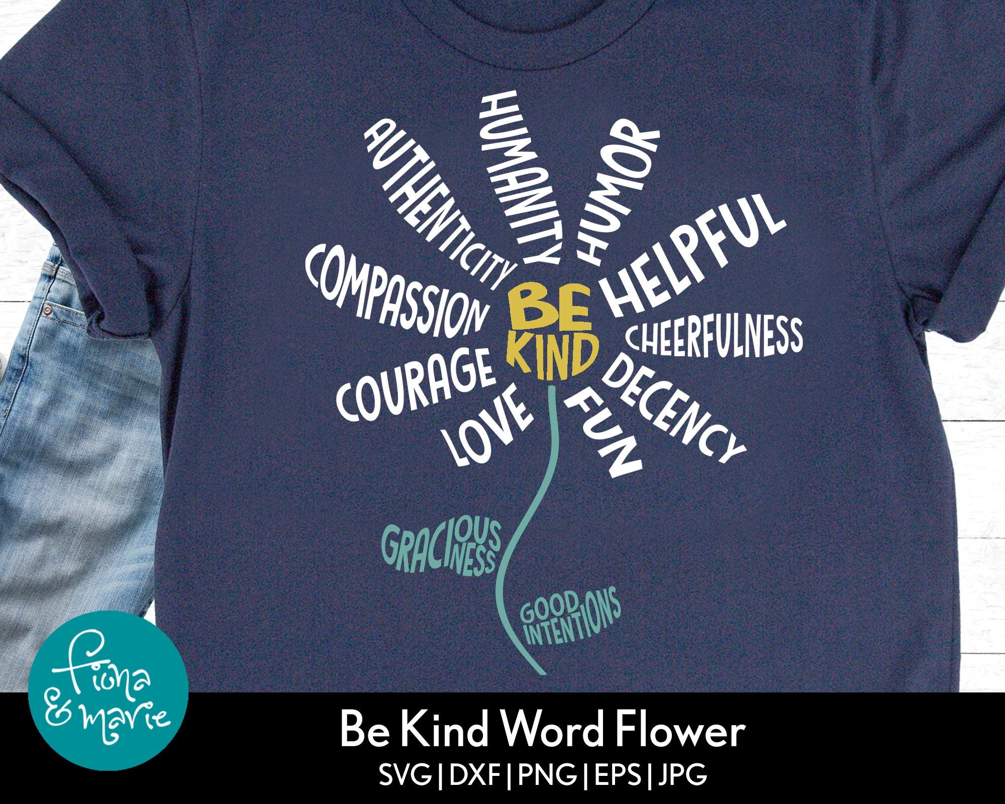 Be Kind Word Flower Svg Sunflower Svg Be Kind Svg Svg Etsy