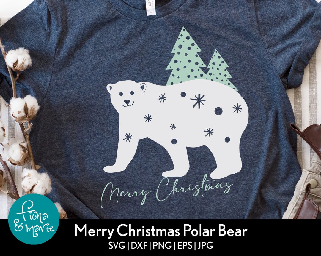 Merry Christmas Polar Bear Svg Svg Png Jpg Eps Dxf Cut Files for Cricut