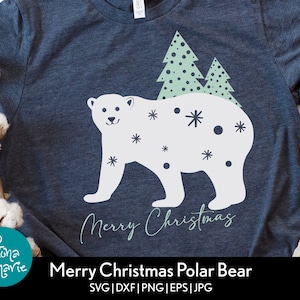Merry Christmas Polar Bear svg | svg | png | jpg | eps | dxf | Cut files for Cricut and Silhouette | Christmas svg | Winter svg