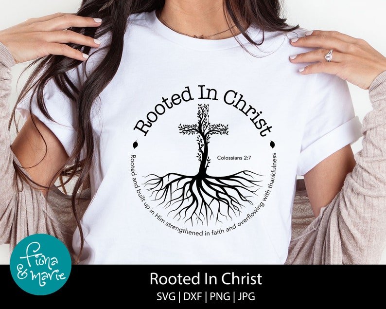 Rooted In Christ Scripture Rooted in Christ SVG, Christian Bible Verse PNG, Colossians 2:7 ...