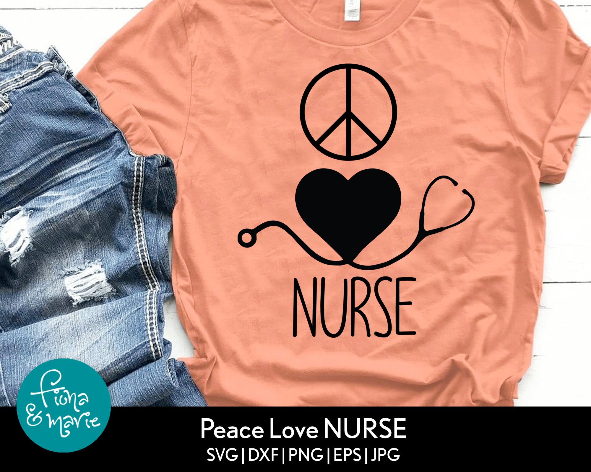Peace Love Nurse Svg | Nurse Svg | Heart Stethoscope Svg | Svg, Dxf ...