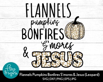 Flannels Pumpkins Bonfires SVG: Leopard Print Design (Digital Download)