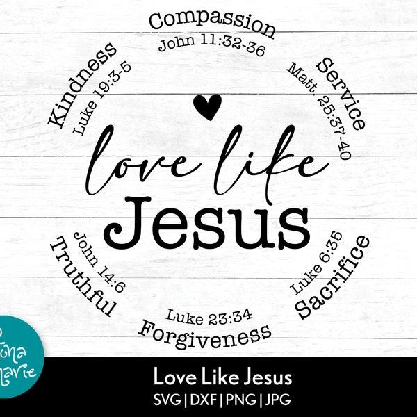 Love Like Jesus, Bible Verse svg, Inspirational svg, svg, dxf, jpg, png, mirrored pdf, Cut File Cricut, Silhouette, Iron On