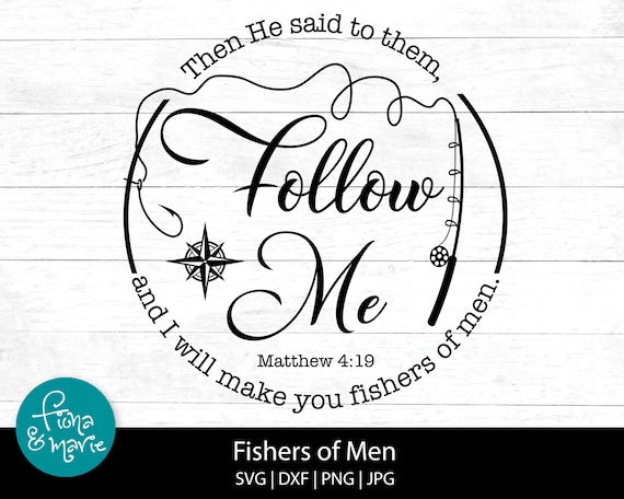 Follow Me Fishers Of Men Bible Verse Sign - Wooden Desk Decor, 6x16 Inch, Hanging Wall Art For Home Office