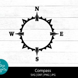 Brújula svg / svg / png / jpg / eps / dxf / Archivos de corte para Cricut Silhouette / Elemento de diseño / Descarga digital