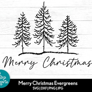 Joyeux Noël arbres svg | Snow Evergreens svg | SVG | png | jpg | dxf | PDF en miroir | Couper le fichier | Clipart | Téléchargement numérique