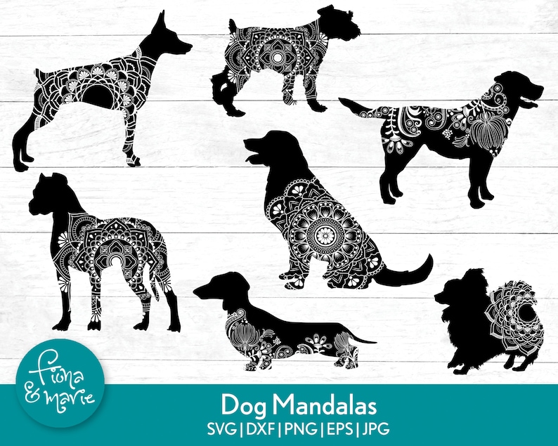 Download Clip Art Art Collectibles Jpg 7 Dog Mandalas Cricut Doberman Svg Dxf Eps Pit Bull Dachshund Instant Download Lab Schnauzer Pomeranian Silhouette