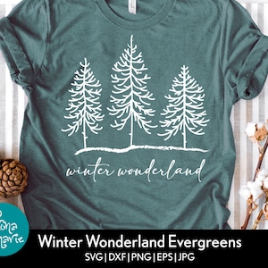 Winter Wonderland svg / Snow Evergreen Trees svg / svg / png / jpg / eps / dxf / ai / PDF reflejado / Cortar archivo / Clip Art / Descarga digital