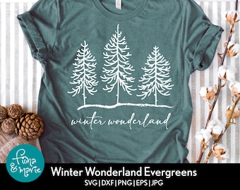 Winter Wonderland svg | Snow Evergreen Trees svg | svg | png | jpg | eps | dxf | ai | mirrored PDF | Cut File | Clip Art  | Digital Download