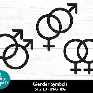 Geschlecht Symbole | Männliches Weibliches, männliches Männliches, weibliches Symbol | svg | png | jpg | eps | dxf | Schnittdateien für Cricut Silhouette | Herunterladen