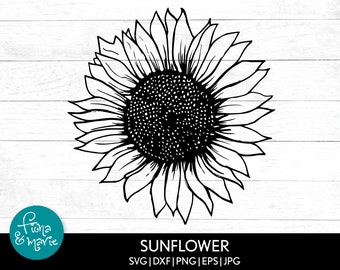 Sunflower Clipart (svg, png, eps, dxf, jpg Files) Digital Download