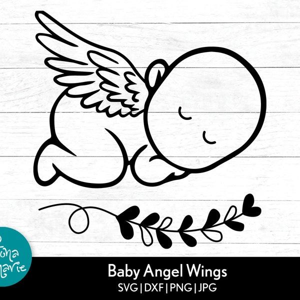 Baby Angel Wings | Miscarriage SVG | SVG File for Cricut Silhouette | Memorial Svg | Commercial Use | svg, dxf, jpg, png, mirrored PDF