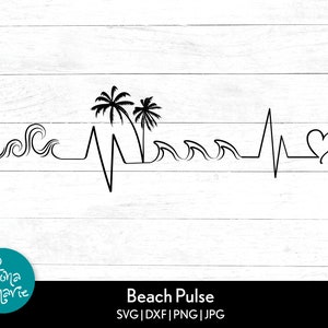 Strand Pulse SVG, Lake Life SVG, strand, SVG, PNG, JPG, DXF, gesneden bestanden voor Cricut en silhouet, Instant Download, PNG voor shirt