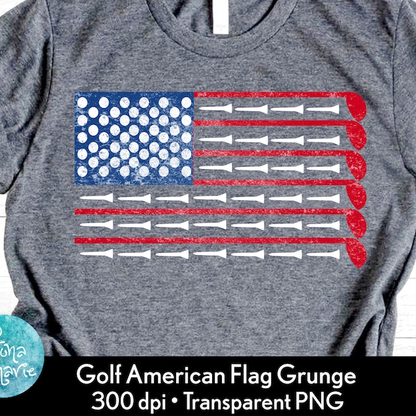 Golf PNG file for sublimation printing DTG printing | American Flag | Tees, Club, Golf Balls | Sublimation Design Download | T-shirt designs