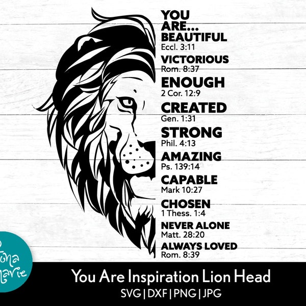 Lions Head Inspiration, Christian svg, Bible Verse svg, you are svg, svg, dxf, jpg, png, mirrored pdf, Cut File Cricut, Silhouette