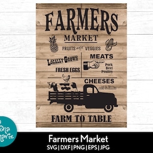 Vintage Farmers Market Sign SVG PNG: Farmhouse Kitchen Wall Art (Digital Download)