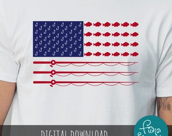Fishing American Flag SVG, Fisherman Cut Files (Digital Download