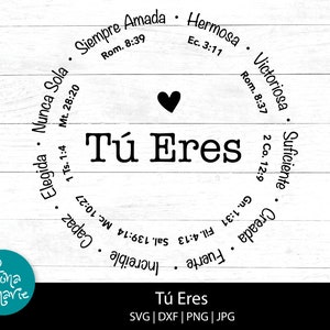 Tú Eres Inspiracion | Jesteś inspiracją po hiszpańsku | Werset biblijny svg | svg, dxf, eps, jpg, png, lustrzany pdf | Plik do cięcia Cricut | Do prasowania