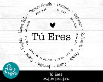 Tú Eres Inspiracion | You Are Inspiration in Spanish | Bible Verse svg | svg, dxf, eps, jpg, png, mirrored pdf | Cut File Cricut | Iron On