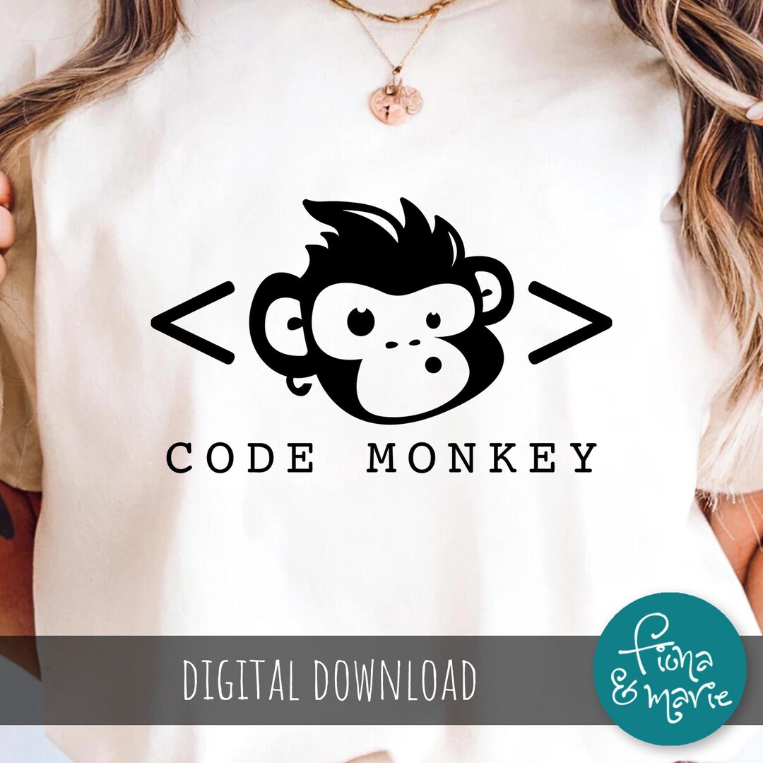 Code Monkey SVG: Coder Gift, Cricut & Silhouette Cut Files (digital ...