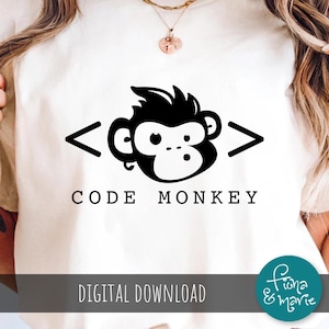 SVG de Code Monkey: Regalo para programadores, archivos de corte para Cricut y Silhouette (descarga digital)