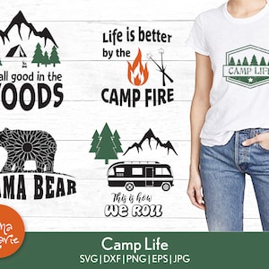 Camping, RV, Mama Bear, Tente, Camp Fire, Camp Life (en anglais seulement) svg, dxf, eps, jpg, png Aventure (aventure) Campeur ( Drôle de Camping (fr) Modèle de Mandala (en anglais) Cricut