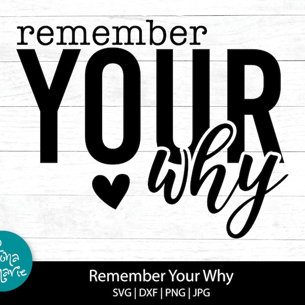 Remember Your Why, Motivational svg, Inspirational svg, svg, dxf, jpg, png, mirrored pdf, Cut File Cricut, Silhouette, Iron On