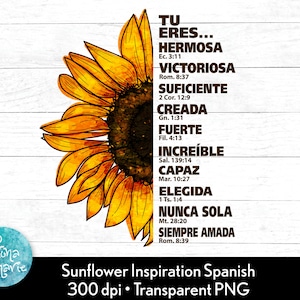 Spanish Tu Eres Sunflower Inspiration png, Christian PNG, Bible Verse PNG, Jesus PNG, Sublimation png, Commercial Use, png for shirt