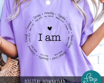 I Am Bible Verse SVG, Christian Affirmation Design (Digital Download) Original Design